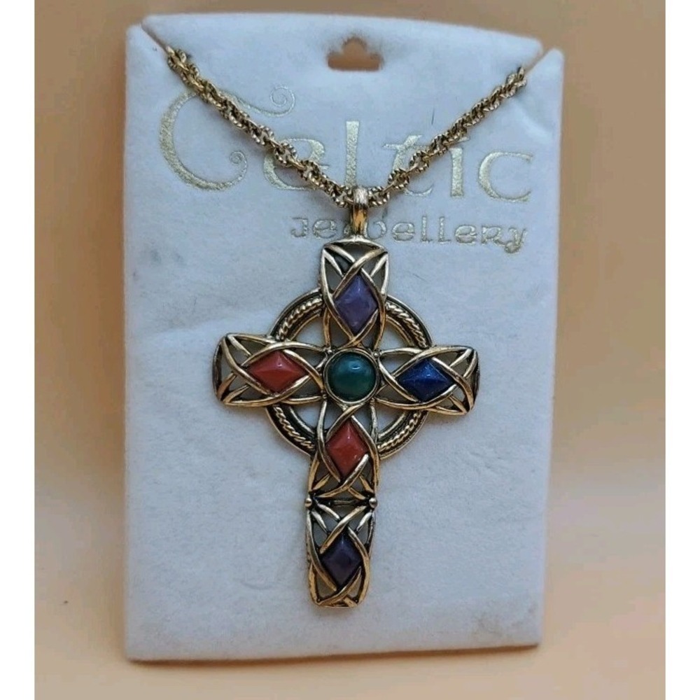 Sol D'or Celtic Cross Pendant Necklace, Gold Tone, 22" Chain